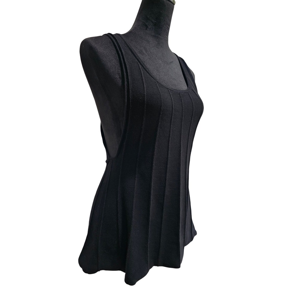 Club Monaco Thick Knit Tank Top Womens S Black Italian Yarn Ribbed Minimalist